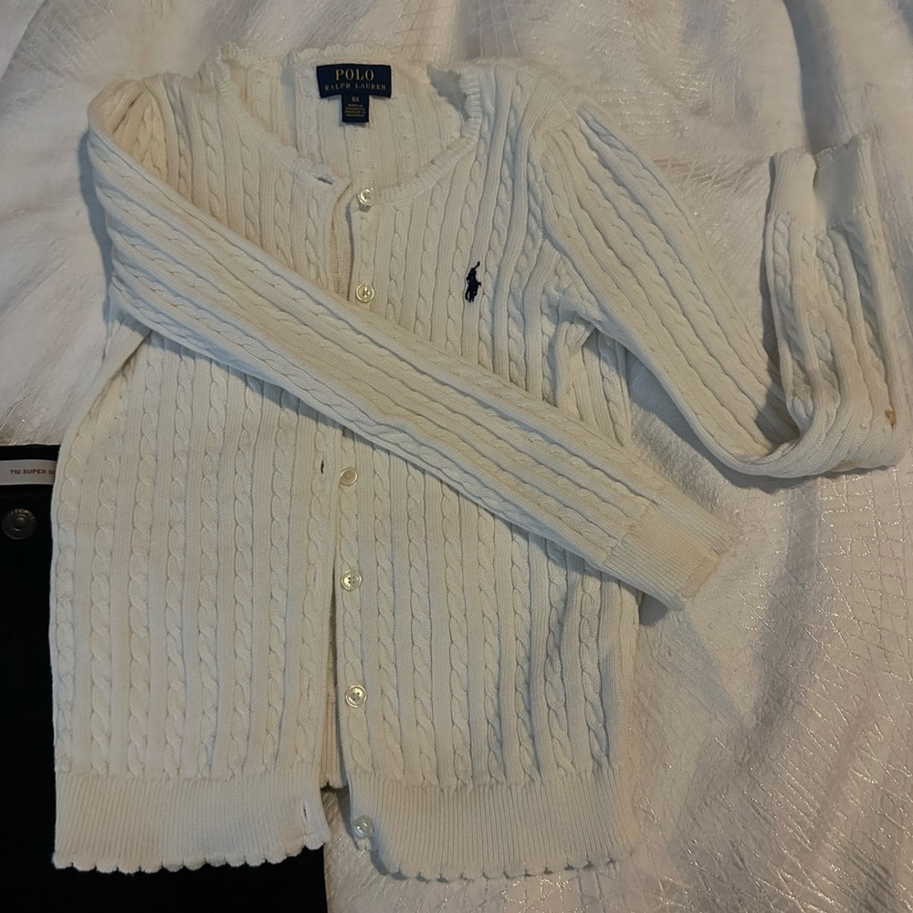 Polo Ralph Lauren White Cable Knit Cardigan